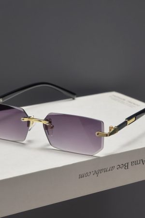 Trendy Retro Frameless Cut-Edge Sunglasses for Men and Women - Slimming Candy-Colored Design for Small Faces