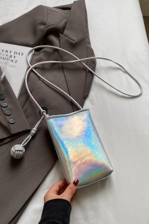 Trendy Silver Crossbody Phone Bag for Women, Lightweight Mini Bag with Unique Texture for Summer 2025 Fashion