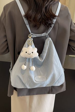 Trendy Silver Travel Backpack for Women - 2025 Multifunctional Large Capacity Shoulder & Crossbody Bucket Bag