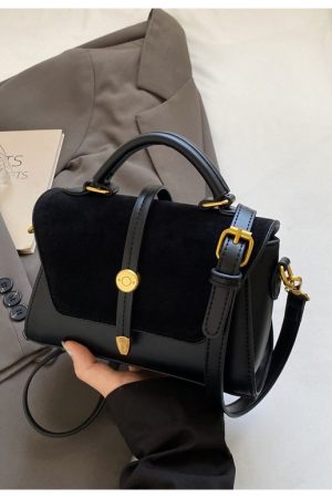 Trendy Suede Patchwork Crossbody Bag for Women - Versatile Small Commuter Design for Spring-Summer 2025