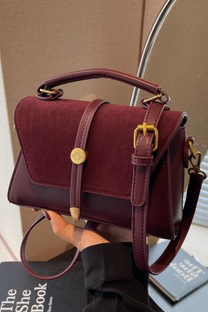 Trendy Suede Patchwork Crossbody Bag for Women - Versatile Small Commuter Design for Spring-Summer 2025