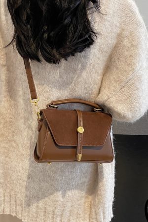 Trendy Suede Patchwork Crossbody Bag for Women - Versatile Small Commuter Design for Spring-Summer 2025