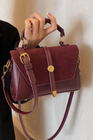 Trendy Suede Patchwork Crossbody Bag for Women - Versatile Small Commuter Design for Spring-Summer 2025