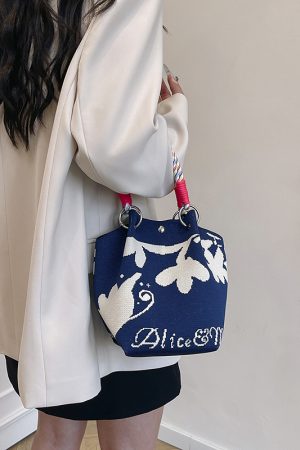 Trendy Summer Embroidered Purple Bucket Tote Bag for Women - Fresh 2025 Phone Bag, Cute Design, Fashionable Accessory
