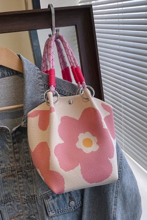 Trendy Summer Embroidered Purple Bucket Tote Bag for Women - Fresh 2025 Phone Bag, Cute Design, Fashionable Accessory