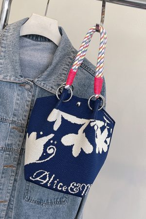 Trendy Summer Embroidered Purple Bucket Tote Bag for Women - Fresh 2025 Phone Bag, Cute Design, Fashionable Accessory