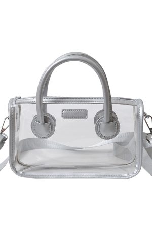 Trendy Summer Silver Transparent Jelly Tote Bag for Women, Small Crossbody Phone Bag, 2025 Fashion Must-Have