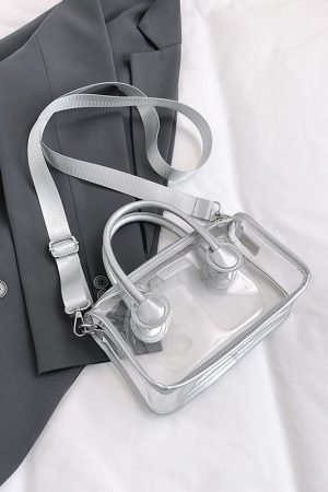 Trendy Summer Silver Transparent Jelly Tote Bag for Women, Small Crossbody Phone Bag, 2025 Fashion Must-Have