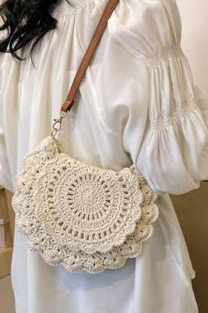 Trendy Summer Woven Shoulder Bag for Women - Casual Knitted Saddle Bag, Versatile Fashion Accessory 2025