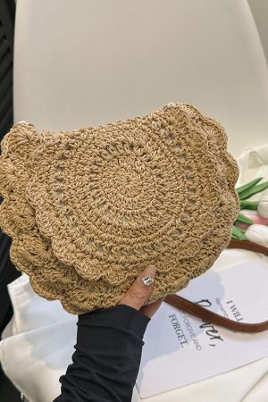 Trendy Summer Woven Shoulder Bag for Women - Casual Knitted Saddle Bag, Versatile Fashion Accessory 2025