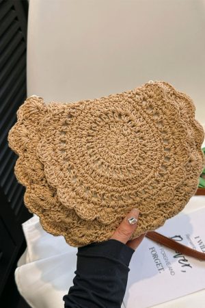 Trendy Summer Woven Shoulder Bag for Women - Casual Knitted Saddle Bag, Versatile Fashion Accessory 2025