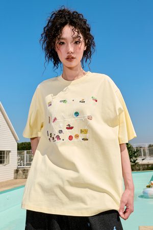 Trendy Unisex Cartoon Fun Couple Short Sleeve T-Shirt - American Heavyweight 90s Inspired Casual Wear for 2025