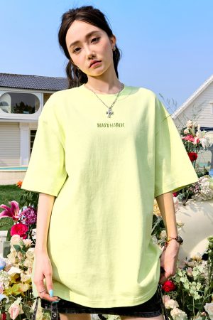 Trendy Unisex Heavyweight Short-Sleeve T-Shirt with Embroidered Letters - Summer 2025 Casual Style