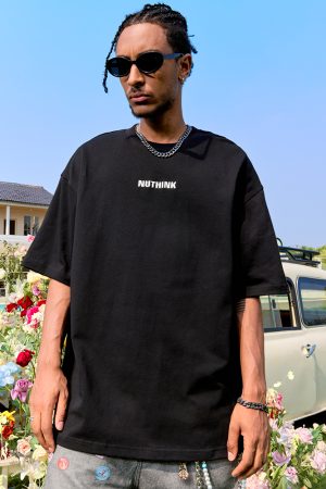 Trendy Unisex Heavyweight Short-Sleeve T-Shirt with Embroidered Letters - Summer 2025 Casual Style