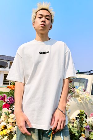 Trendy Unisex Heavyweight Short-Sleeve T-Shirt with Embroidered Letters - Summer 2025 Casual Style