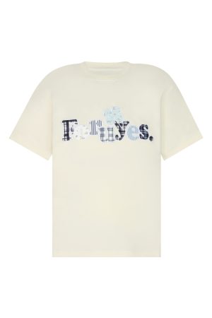 Trendy Unisex Short Sleeve T-Shirt with Plaid Floral Patch Embroidery - Summer Loose Fit Casual Wear