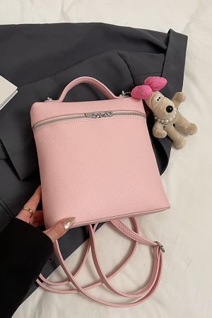 Trendy Women's Commuter Backpack 2025 - Fashionable Lychee Pattern Outdoor Book Bag for College Students