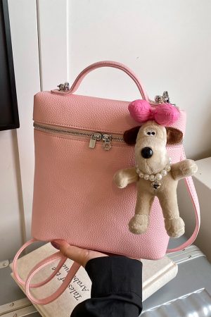 Trendy Women's Commuter Backpack 2025 - Fashionable Lychee Pattern Outdoor Book Bag for College Students