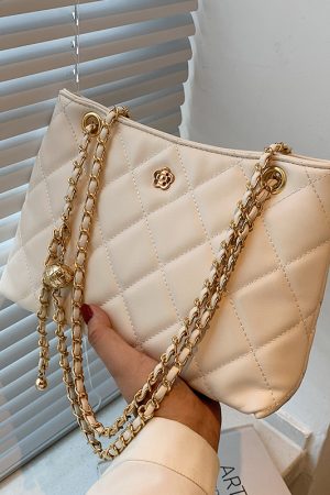 Trendy Women's Crossbody Bag - Large Capacity Diamond Pattern Shoulder Bag for Spring/Summer 2025, Versatile Chain Design