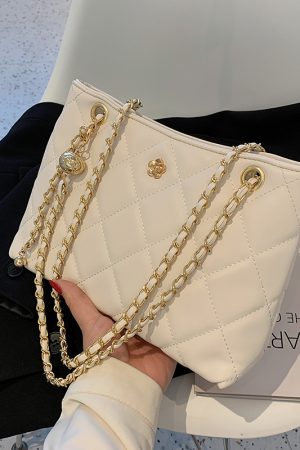 Trendy Women's Crossbody Bag - Large Capacity Diamond Pattern Shoulder Bag for Spring/Summer 2025, Versatile Chain Design