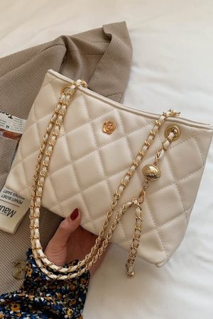 Trendy Women's Crossbody Bag - Large Capacity Diamond Pattern Shoulder Bag for Spring/Summer 2025, Versatile Chain Design