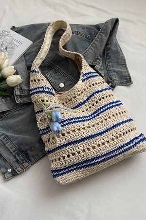 Trendy Women's Knitted Beach Tote Bag - Large Capacity Shoulder Bag for Vacation 2025