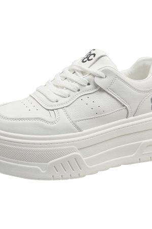 Trendy Women's Little White Sneakers 2024 - Thick-Soled Casual Platform Shoes for Petite Height with Hidden Elevation