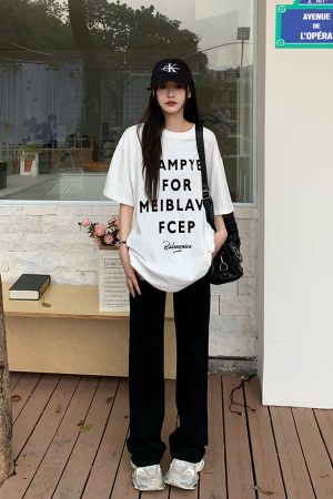 Trendy Women's Loose Short Sleeve T-shirt with Letter Print - Versatile Summer Top for 2025, Perfect for Y2K and Casual Styles