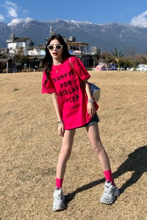 Trendy Women's Loose Short Sleeve T-shirt with Letter Print - Versatile Summer Top for 2025, Perfect for Y2K and Casual Styles