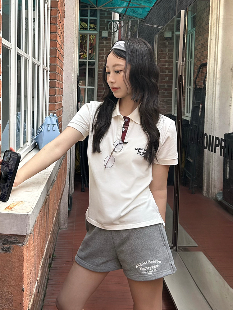 Trendy Women's Polo Shirt with Slogan Letter Embroidery and Plaid Splicing - Summer Fashion Essential for Casual Style Trendy Women's Polo Shirt with Slogan Letter Embroidery and Plaid Splicing - Summer Fashion Essential for Casual Style