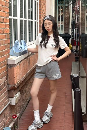 Trendy Women's Polo Shirt with Slogan Letter Embroidery and Plaid Splicing - Summer Fashion Essential for Casual Style