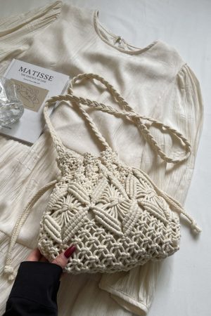 Trendy Women's Woven Straw Crossbody Bucket Bag - Summer Seaside Vacation Essential, Phone Bag for 2025