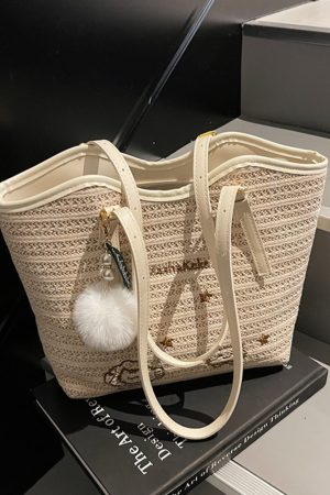 Trendy Woven Tote Bag for Women - High-Capacity Shoulder Bag, Cute Girl Style, 2025 Fashion Must-Have