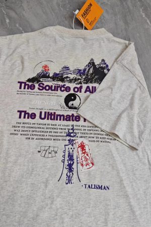 Trendy Wudang Mountain Printed Hoodie for Couples - Chinese Style Fleece Sweatshirt for Autumn & Winter 2025