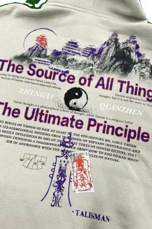 Trendy Wudang Mountain Printed Hoodie for Couples - Chinese Style Fleece Sweatshirt for Autumn & Winter 2025