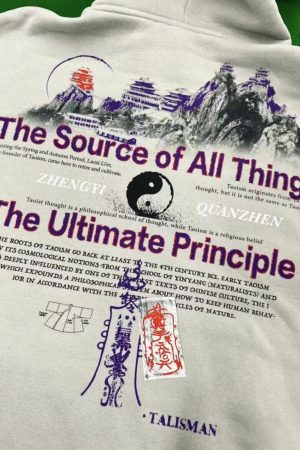 Trendy Wudang Mountain Printed Hoodie for Couples - Chinese Style Fleece Sweatshirt for Autumn & Winter 2025