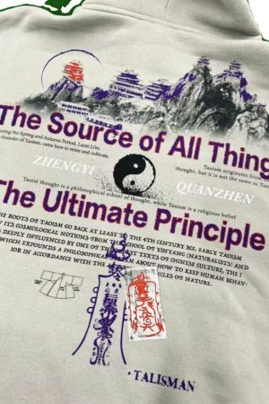 Trendy Wudang Mountain Printed Hoodie for Couples - Chinese Style Fleece Sweatshirt for Autumn & Winter 2025