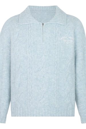 Twisted Collar Loose Fit Pullover Sweater - Versatile Knitted Top for Autumn Winter College Style Fashion