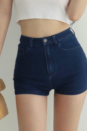 Ultra High Waist Slimming Fitted Denim Shorts for Women - American Retro Classic Hot Pants for Summer 90s Style