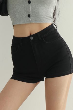 Ultra High Waist Slimming Fitted Denim Shorts for Women - American Retro Classic Hot Pants for Summer 90s Style