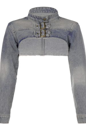 Ultra-Short Denim Vest Jacket for Women - Street Style Hot Girl Design with Stand Collar - Trendy Autumn Fashion Outerwear