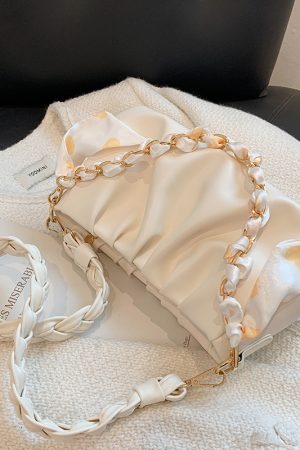 Unique High-End Women's Crossbody Bag - Wrinkled Design, Versatile Underarm Shoulder Bag for Spring Summer 2025