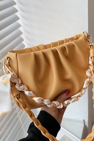Unique High-End Women's Crossbody Bag - Wrinkled Design, Versatile Underarm Shoulder Bag for Spring Summer 2025