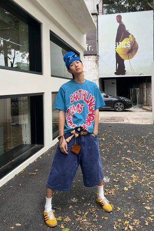 Unisex American Retro Deconstructed Wide-Leg Denim Capri Pants - Summer Loose Casual Versatile Shorts for 90s Style