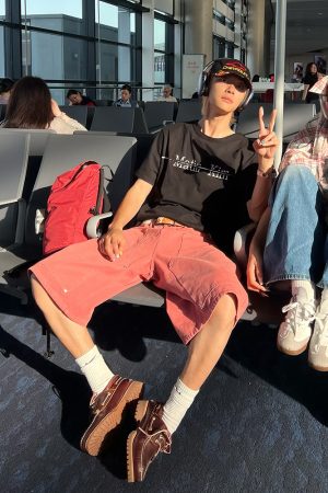 Unisex American Retro Deconstructed Wide-Leg Denim Capri Pants - Summer Loose Casual Versatile Shorts for 90s Style