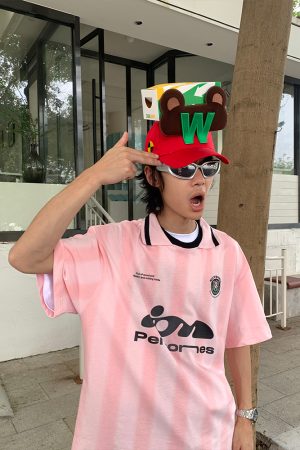 Unisex American Retro Striped Polo T-Shirt - Short Sleeve Sports Jersey Casual Top for Street Style