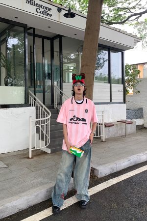 Unisex American Retro Striped Polo T-Shirt - Short Sleeve Sports Jersey Casual Top for Street Style