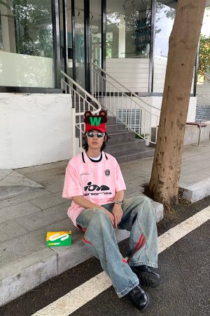 Unisex American Retro Striped Polo T-Shirt - Short Sleeve Sports Jersey Casual Top for Street Style