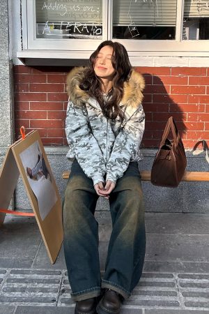 Unisex Autumn Winter Snow Camouflage Fleece-Lined Hooded Zipper Sweatshirt - Stylish Streetwear for Men and Women