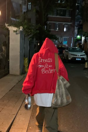 Unisex Beaded Hoodie for Couples - Casual Loose Fit American Letter Design for Spring & Autumn Fashion